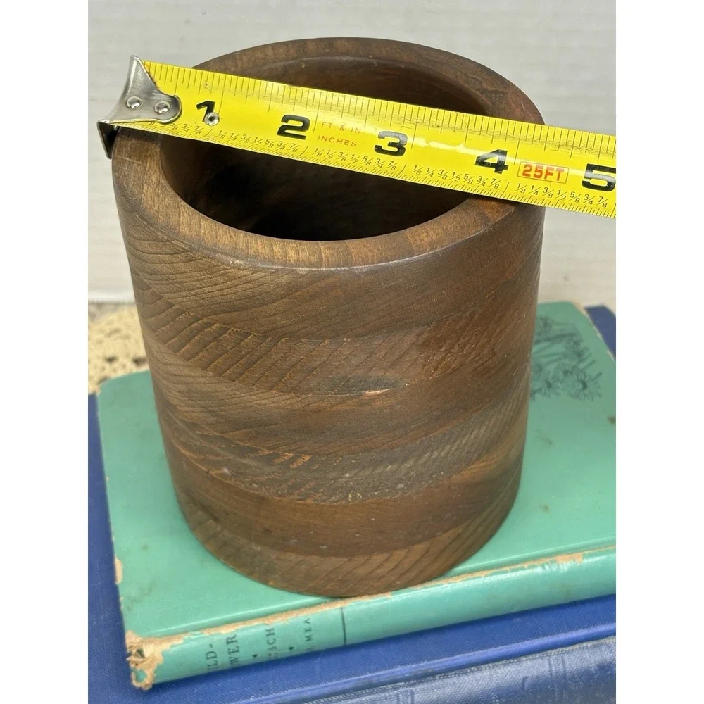 VTG Wooden Hand Turned Kitchen Utensil Holder Pencil Pen Desk  Farmhouse 4.5